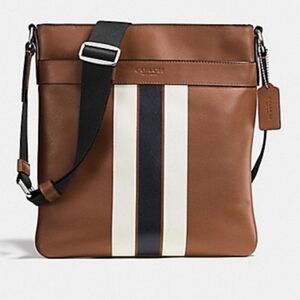 Coach Charles Varsity Stripe Crossbody Unisex Messenger Bag Leather